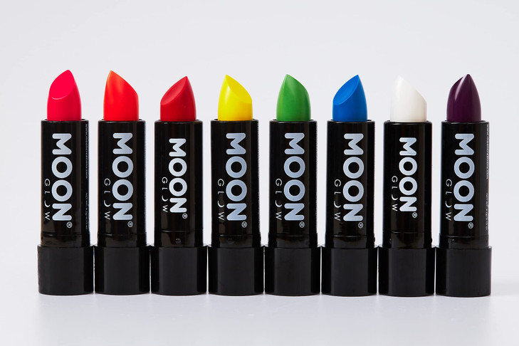 Moon Glow - Blacklight Neon UV Lipstick 0.16oz Intense Set of 8 colors  Glows brightly under Blacklights/UV Lighting!