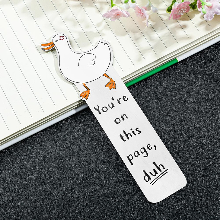 Fun Bookmarks - Cute Stupid Goose Reading Markers, Metal Bookmarks for Reading Female Teens, Book Accessories, Back to School Supplies, Gifts for Tea