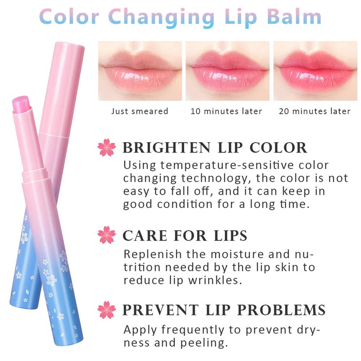 BINGBRUSH 2Pcs Color Changing Lipstick, Pink PH Mood Long Lasting Labiales Lip Care Moisturizer Lip Balm Korean Magic Lip Gloss Lip Tinted Stain Make