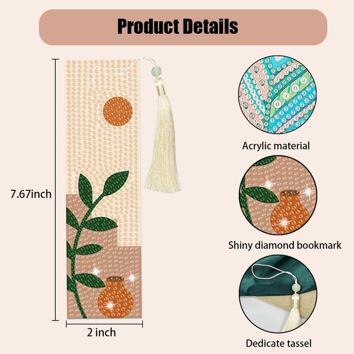10Pcs 5D Diamond Art Bookmarks, Diamond Painting Bookmarks, Acrylic 5D Boho Bookmark Tassels, Floral Art DIY Painting Bookmark, Rhinestones Book Mark