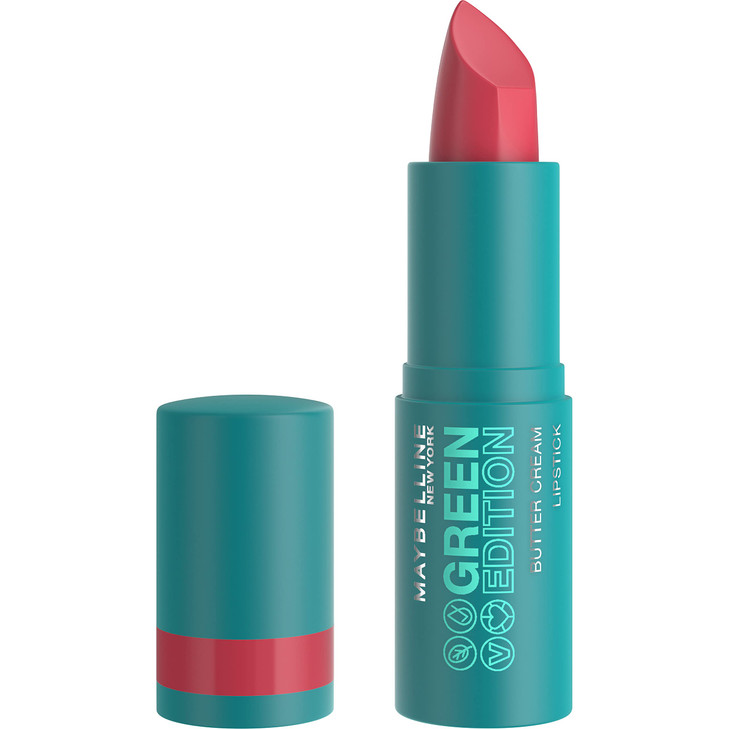 Maybelline Green Edition Butter Cream High-Pigment Bullet Lipstick, Floral, Creamy Pink, 0.12 oz