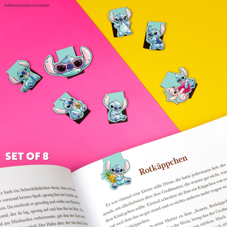 Disney Stitch Magnetic Bookmark Page Clip Reading Accessories for Book Lovers University Teacher Stocking Stuffer Secret Santa Gift (Blue 8 Pack)