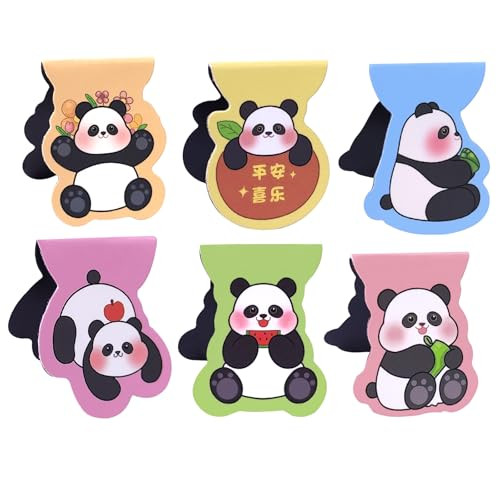 HFZRZFH 12Pcs Panda Magnetic Bookmarks for Women Book Lovers, Cute Animal Book Marks with Strong Magnet, Page Markers Clips for Reading, Students Tea