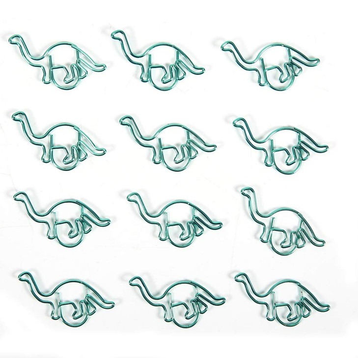 12pcs Dinosaur Animal Shaped Paper Clips, Cute Metal Bookmark Clips for School Office Desk Gift Organizing Supplies