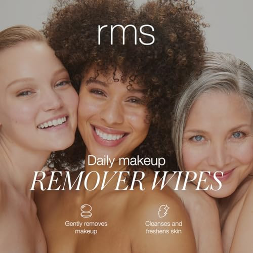 RMS Beauty Makeup Remover Wipes  Gentle, Hypoallergenic Facial Cleansing Towelettes with Nourishing Ingredients, Effective for All Skin Types, Trave