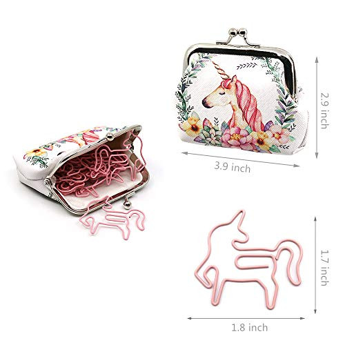 Unicorn Paper Clips, Cute Small Animal Shape Paperclips - Bookmark Clips Metal File Note Clips Page Marker for School Wedding Party Invitation Decora
