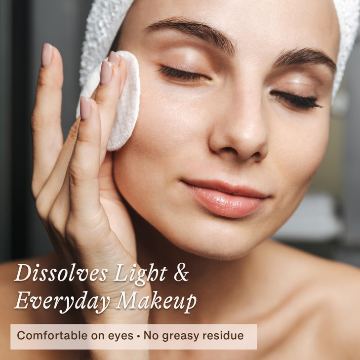 Makeup Remover - USA Made with Natural & Organic Ingredients Face and Eye Make Up Remover, Use with Wipes or Cotton Pads, Gentle Non-Greasy Makeup Re