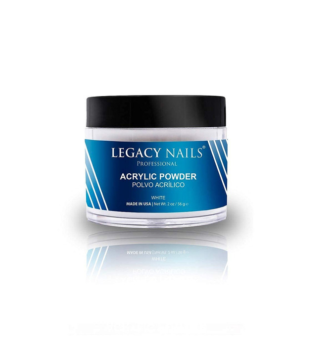 Legacy Nails Professional WHITE ACRYLIC POWDER - 56g / 2oz. - High-Quality, Fast-Drying Formula for Nail Extensions, Sculpting & Overlays, Salon-Grad