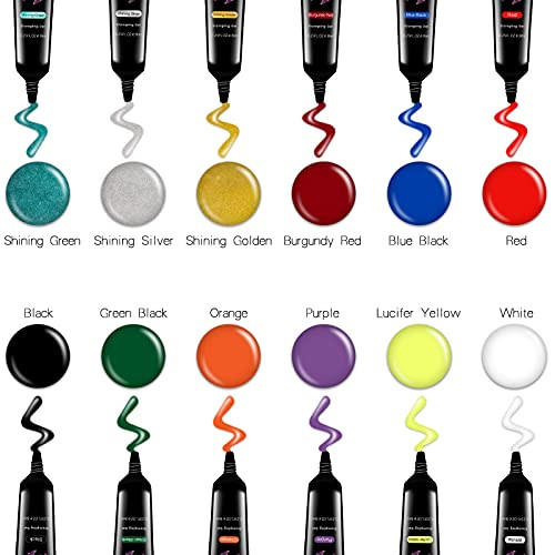 SEISSO Stamping Nail Polish Gels, 12 Colors Stamping Gels 0.25 Fl Oz Soak Off Printed Gel UV Stamp Nail Gel for Nail Stamp Plate Stamper DIY Nail Art