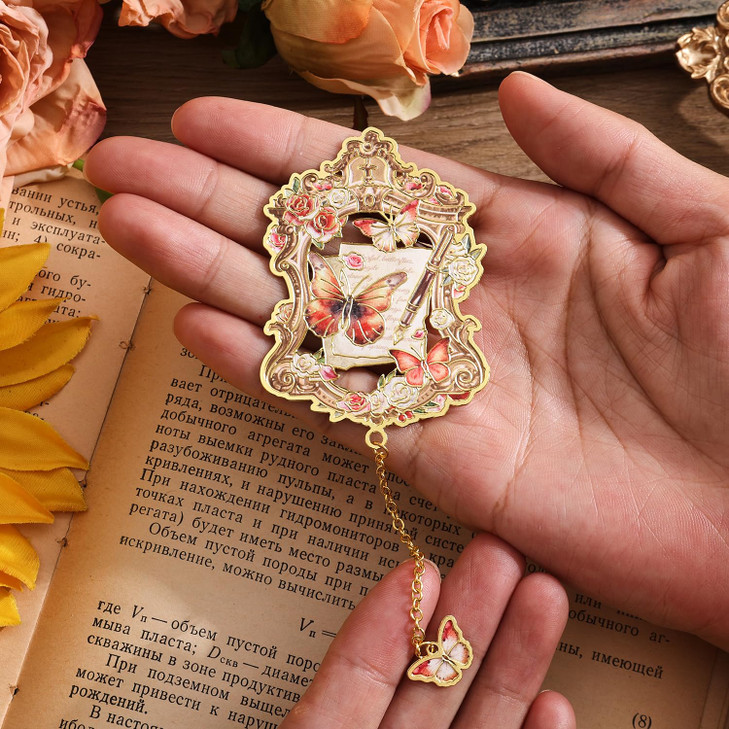 Metal Butterfly Bookmarks for Women - 4 Pieces Unique Cute Page Holder Book Marks for Teachers Students Teen Girl Gifts Book Reading Lovers Writers,