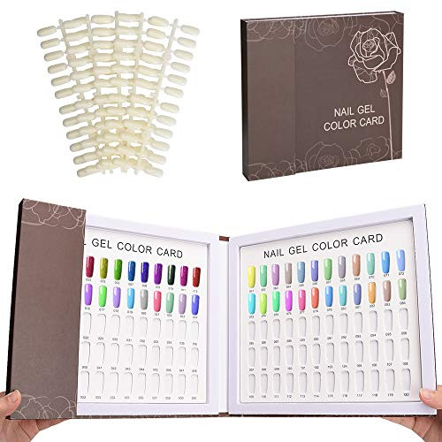 Noverlife 120 Nail Colors Display Book with 120 False Nail Tips, Nail Gel Polish Display Chart, Nail Art Samples Color Swatches Cardboard Nail Design