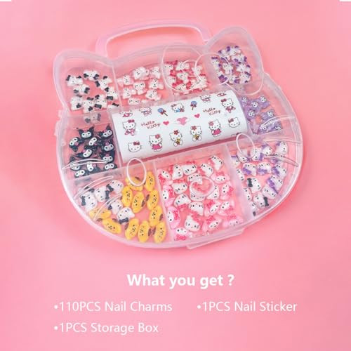 GOTPE 111 PCS Cute Kawaii Nail Art Stickers - Y2K Slime Charms, 3D & Flatback Resin Charms