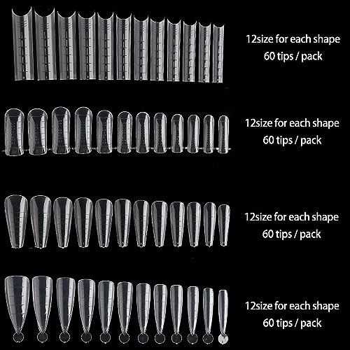 Dual Nail Form Kit, 480pcs Dual Forms for Polygel Stiletto Coffin Ballerina Extension Forms 10pcs Clear Clips With Gel Brush Pen Nails Files Buffer N