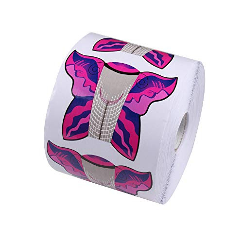 BeautyLeader 500 PCs Nail Forms Extension Guides for Poly Gel Acrylic UV Gel Nail Extention Tips Form Guide Sticker French DIY Tool Butterfly -Shape