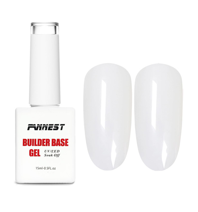 FANNEST Milky White Builder Gel for Nails Set, 2PCS Extension Sculpting Nail Glue Clear Nail Polish, Soak Off Long Lasting UV LED Builder Base Coat