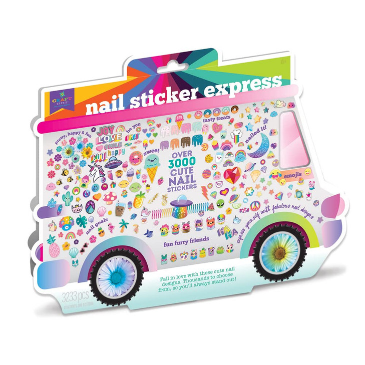 Craft-Tastic  Nail Sticker Express  Nail Art Kit  Regular, Gold Foil, & Glitter Stickers  Ages 8+
