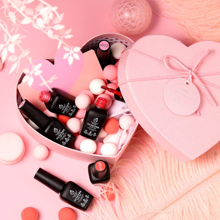 Beetles Pink Gel Nail Polish Nude Pink Rose Red Milky White Gel Polish Set Sweetheart Candies Collection Soak Off UV LED Gift for Her Valentines Nail