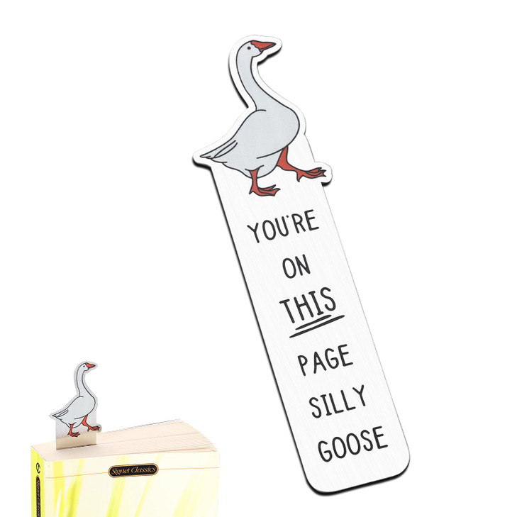 Funny Bookmarks, Cute Silly Goose Metal Bookmarks for Reading Women Men Teen Kids Book Accessories Funny Bookmark Cute Bookmark Bookish Gifts for Fri