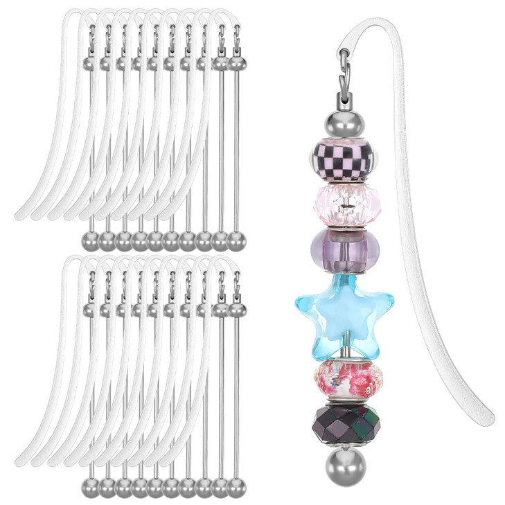 Beadable Bookmarks 20pcs Beaded Bookmark DIY Metal Blank Bar Bulk for Beads Craft Jewelry Pendant Charm Gift Modern Beaded for DIY Making Craft Book
