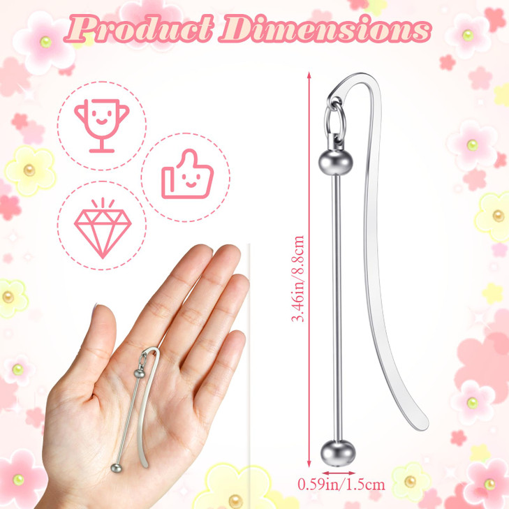 YBEATY 10Pcs Vintage Metal Beading Bookmark Beadable Bookmarks Modern Beaded Craft Jewelry Pendant Charm Metal Bookmark Hairpin Hook Embossed Bookmar