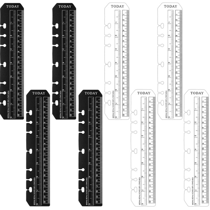 8PCS Notebook Ruler-A5 6 Ring Ruler Planner Bookmark Book Marker for Binder,Ymapinc Journal Ruler with Holes Measuring Tool for A5 Size 6-Ring Binder