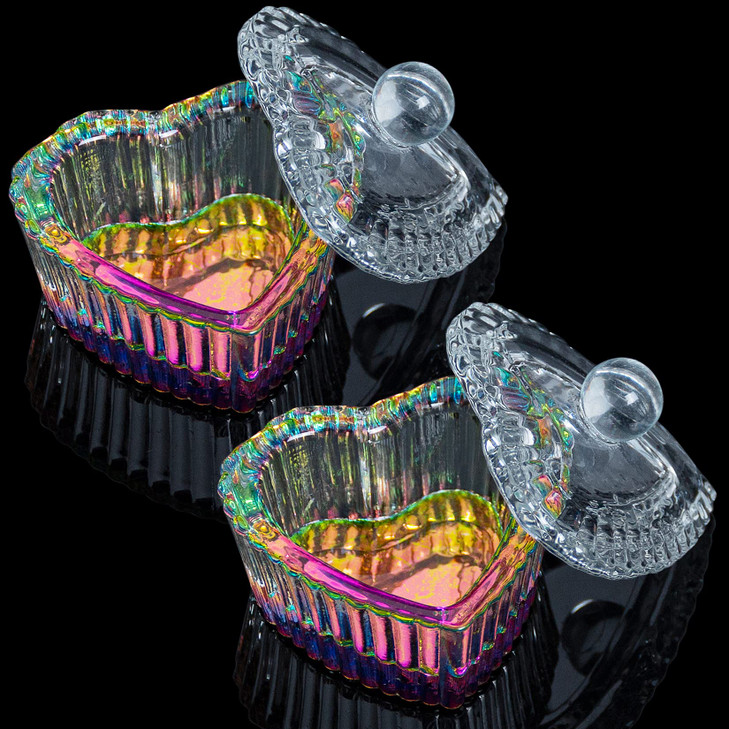 AORAEM 2PCS Nails Tips Art Dappen Dish with Lid Acrylic Liquid Powder Dappen Monomer Dish Glass Crystal Cup Glassware Tools for Professional Use and
