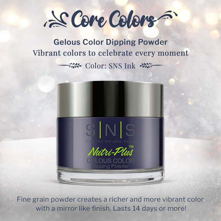 SNS Nail Dip Powder, Gelous Color Dipping Powder - SNS Ink (Blue, Navy/Indigo, Cream) - Long-Lasting Dip Nail Color Lasts 14 Days - Low-Odor & No UV