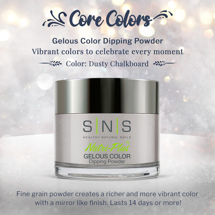 SNS Nail Dip Powder, Gelous Color Dipping Powder - Dusty Chalkboard (Gray/Pastel, Cream) - Long-Lasting Dip Nail Color Lasts 14 Days - Low-Odor & No