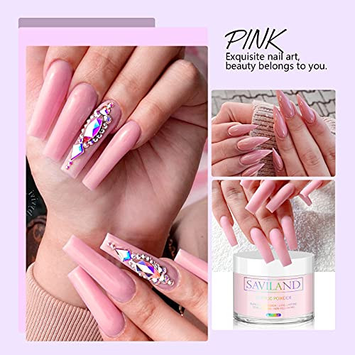 Saviland Pink Acrylic Powder: 30g Professional Colored Acrylic Nail Powder Polymer for French Manicure DIY Nail Art Extension 3D Carving, Long Lastin