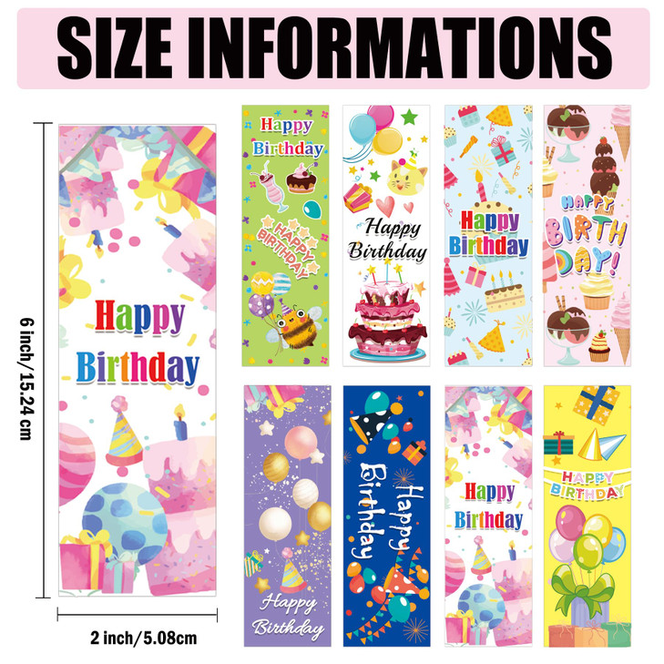120 pcs Happy Birthday Bookmarks Birthday Classroom Gifts Marks Cards for Students Classroom Birthday Party Favors Supplies