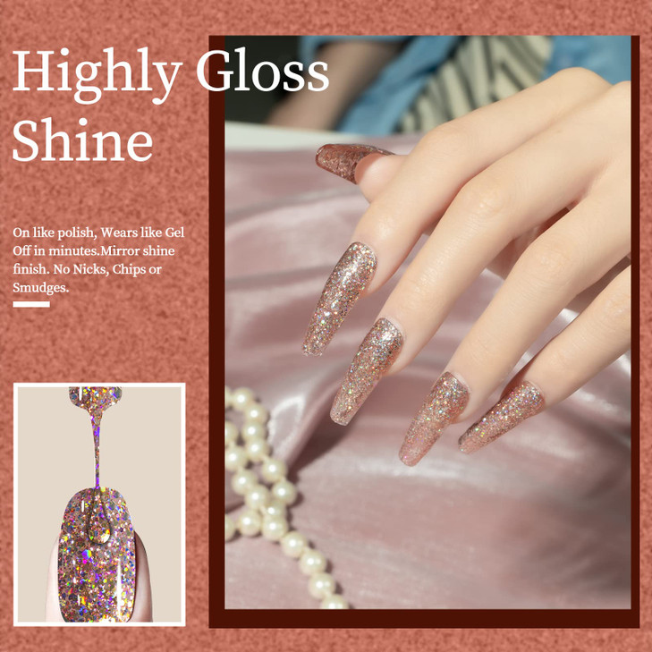 MAYCHAO 15ML Gel Nail Polish 1Pc Clear Pink Glitter Nail Polish Soak Off UV LED Nail Gel Polish Nail Art Starter Manicure Salon DIY at Home, 0.5 OZ