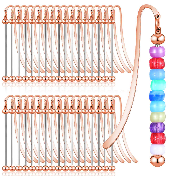 36 Pcs Beadable Bookmarks DIY Metal Blank Bar Bookmark for Beads Modern Bead Craft Jewelry Pendant Charm Gift for Book Lovers Student Teacher Office