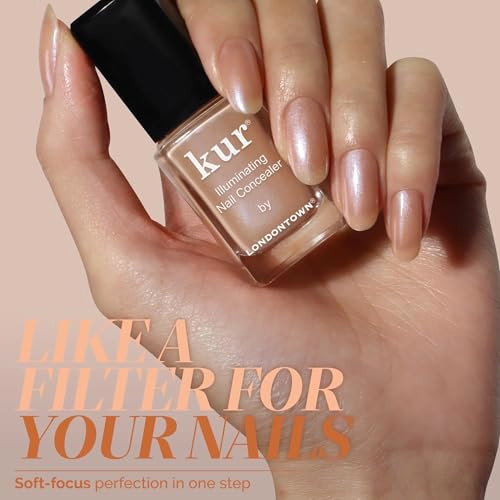LONDONTOWN Bare Illuminating Nail Concealer, Sheer Brightening Nail Polish & Strengthener for Yellowing, Damaged or Discolored Nails, Natural Nail Pe
