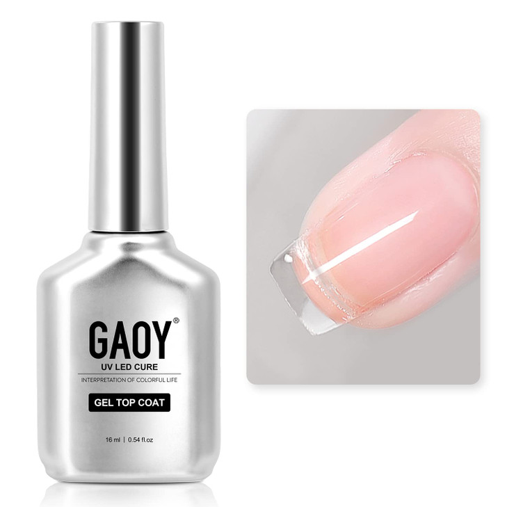 GAOY Top Coat for Gel Nail Polish, 16ml No Wipe Clear Finish, High Gloss Varnish for Long Lasting UV Nail Art DIY