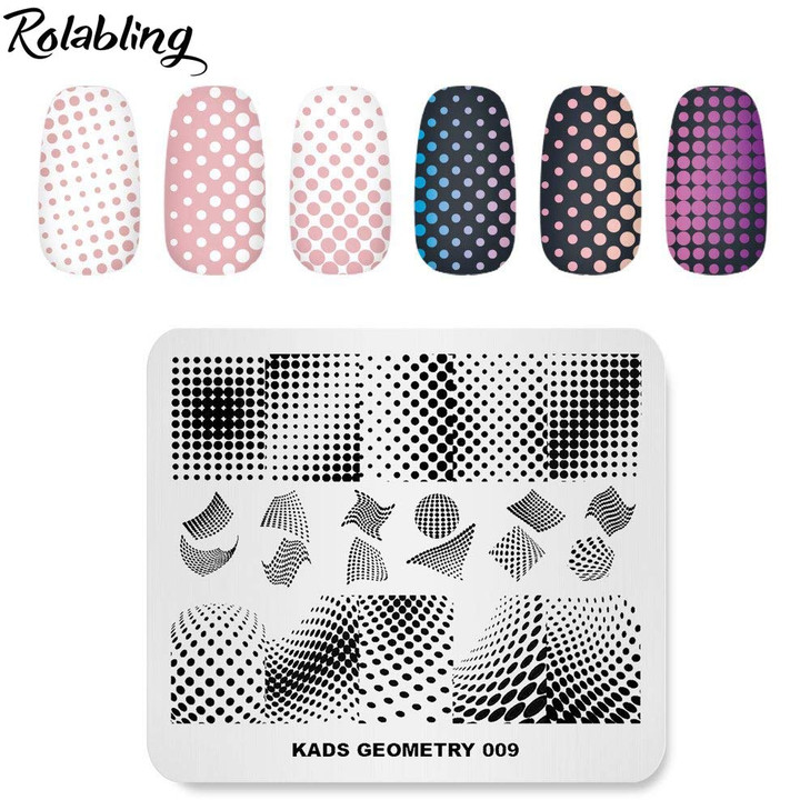 Rolabling Stamping Plate - Fashion Geometry Dots Abstract Spots Points Theme Multi-Pattern Stamp Print Image Template for Nail Art Design