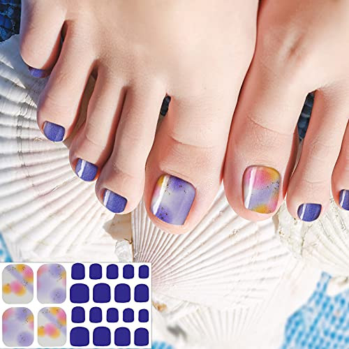 308 Pieces 14 Sheets Full Toe Wraps Adhesive Toenail Wraps Polish Stickers Adhesive Toe Nail DIY Glitter Manicure Decals with 2 Pieces Nail Files (Ar