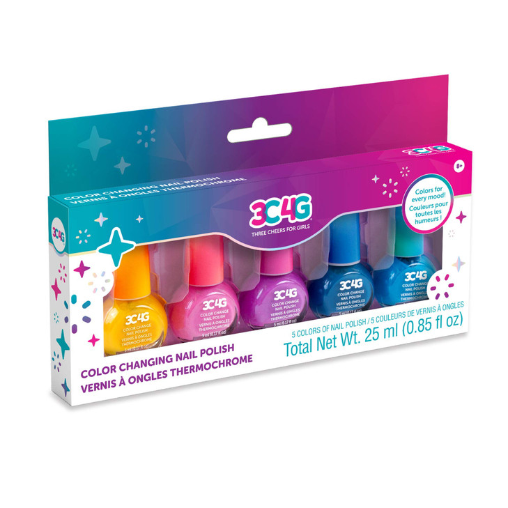 3C4G Color Changing Nail Polish Set for Girls & Teens - 5 Magical, Non-Toxic Colors That Transform, Safe & Fun Nail Polish Kit for Ages 8+ Perfect fo