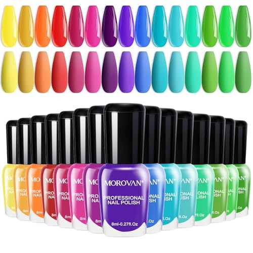 Morovan 15 Bright Color 0.27oz Air Quick Dry Nail Polish Gift Set for Women
