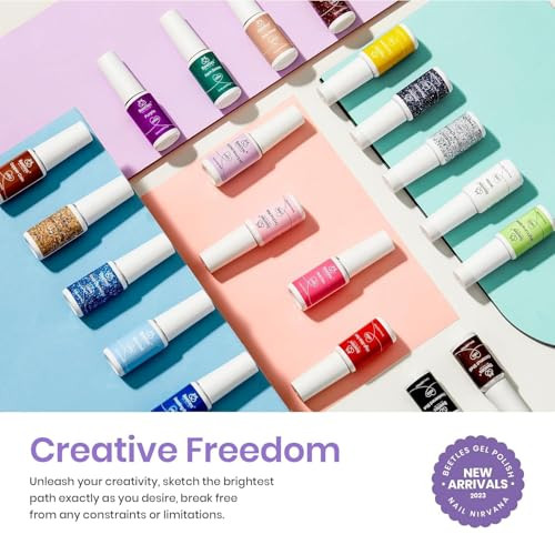 Beetles French Tip Gel Liner Nail Polish Set- 20 Colors Nail Art Polish Brown Glitter Pink Blue White Red Purple Swirl Gel Nails Polish Nails Art Pai
