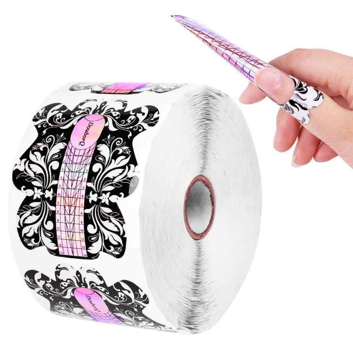 DouborQ 500PCS Acrylic Nail Forms,Nail Extension Tips,Nail Forms for Acrylic Nails,Acrylic Nail UV Gel Nail Forms Guide Stickers Nail Art Equipment f