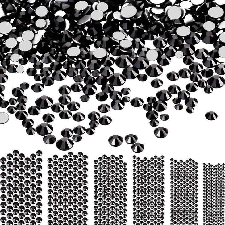Bememo 3456 Pcs Crystals Diamond Rhinestones AB Clear Flat Back Round Gems Flatback Glass Mixed Size Crystals Gems for Crafts Clothes Shoes Makeup Ba