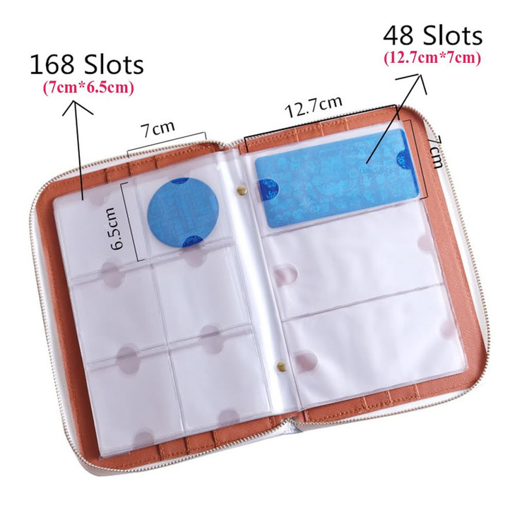 216 Slots Nail Stamping Plate Holder Organizer Case Rainbow Laser pink nail stamp plate organizer Round Square Rectangular Stamping Plates Storage Bi