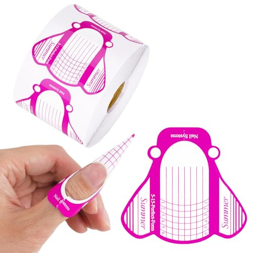 G2PLUS Nail Forms for Gel Builder, 500PCS Nail Extension Forms, Rose Nail Forms for Acrylic Nails, Reusable Nail Tip Guide Stickers for DIY and Home