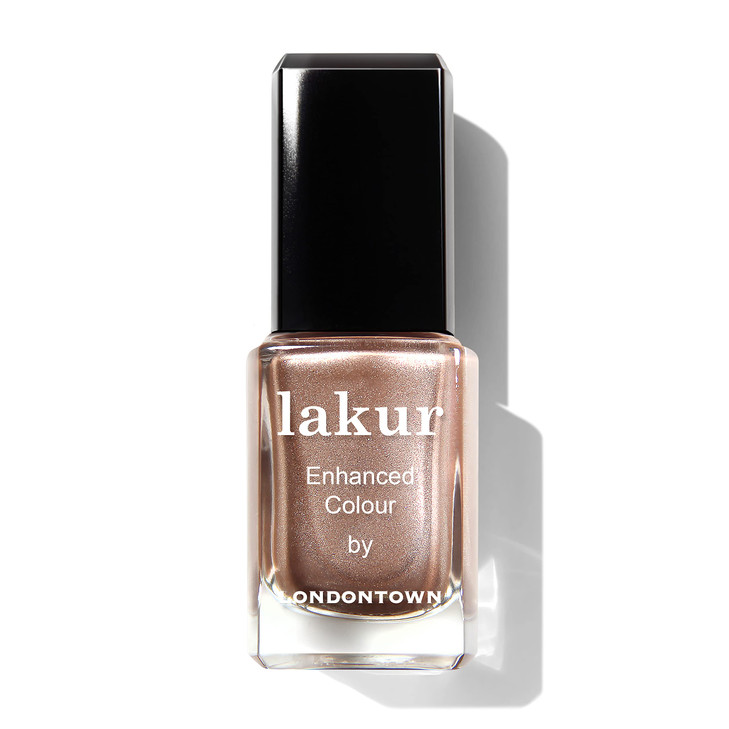 LONDONTOWN lakur Nail Polish - Chip-Resistant, Non-Toxic, Conditions & Hydrates Nails | Glittery Metallic Nude Shimmer, Sugarcane, .40 fl oz