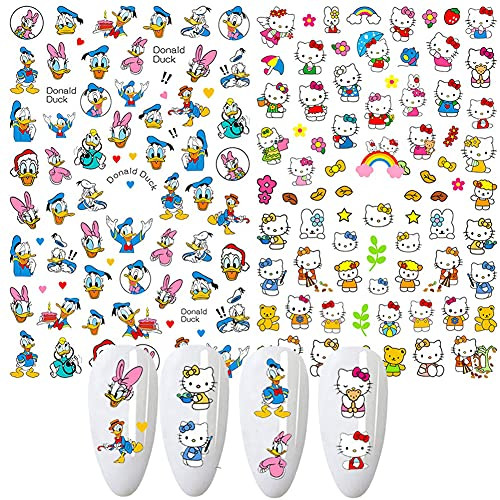 Cartoon Nail Art Stickers Cute Cartoon Nail Decals 3D Self-Adhesive Nail Art Supplies Designer Nail Stickers for Women Acrylic Nails Decoration Acces