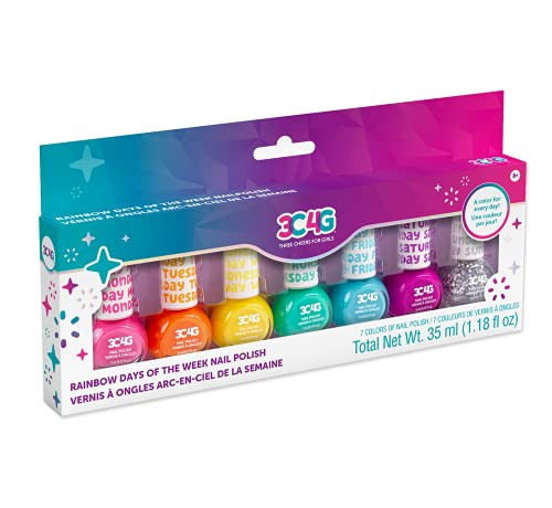 Bright Nail Polish Set for Girls & Teens - 7 Vibrant, Non-Toxic, Kid-Safe Colors for Every Day of the Week - Ideal Gift for Ages 8+ - Perfect for Par