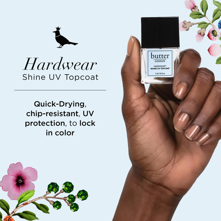 butter LONDON Shine UV Top Coat Nail Polish, Hardwear - Sheer Coverage with Glossy Finish - Quick-Drying Topcoat is Helps Prevent Chipping & Smudging