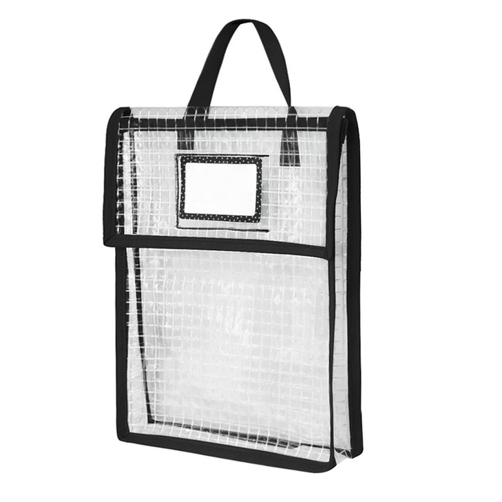 Clear Book Pouches with Blank Name Tags Cards and Handles Thick Book Organizer Storage Bags Waterproof Pouches Reading Protector Supplies Pockets for