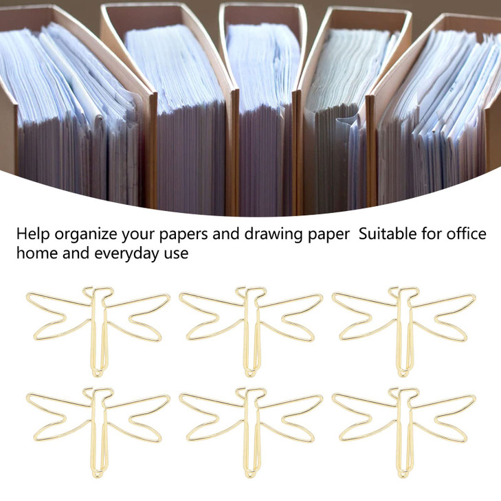 100Pcs Cute Paper Clips, Dragonfly Shaping Funny Paper Clips Bookmarks Planner Clips for Office School Home Desk Organizers