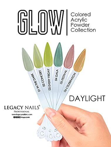 Legacy Nails Professional COLLECTION Acrylic Powder Kit 6 Colors Nail Art Set for Manicure DIY for Dip & Acrylic Nail Extensions (GLOW COLLECTION)